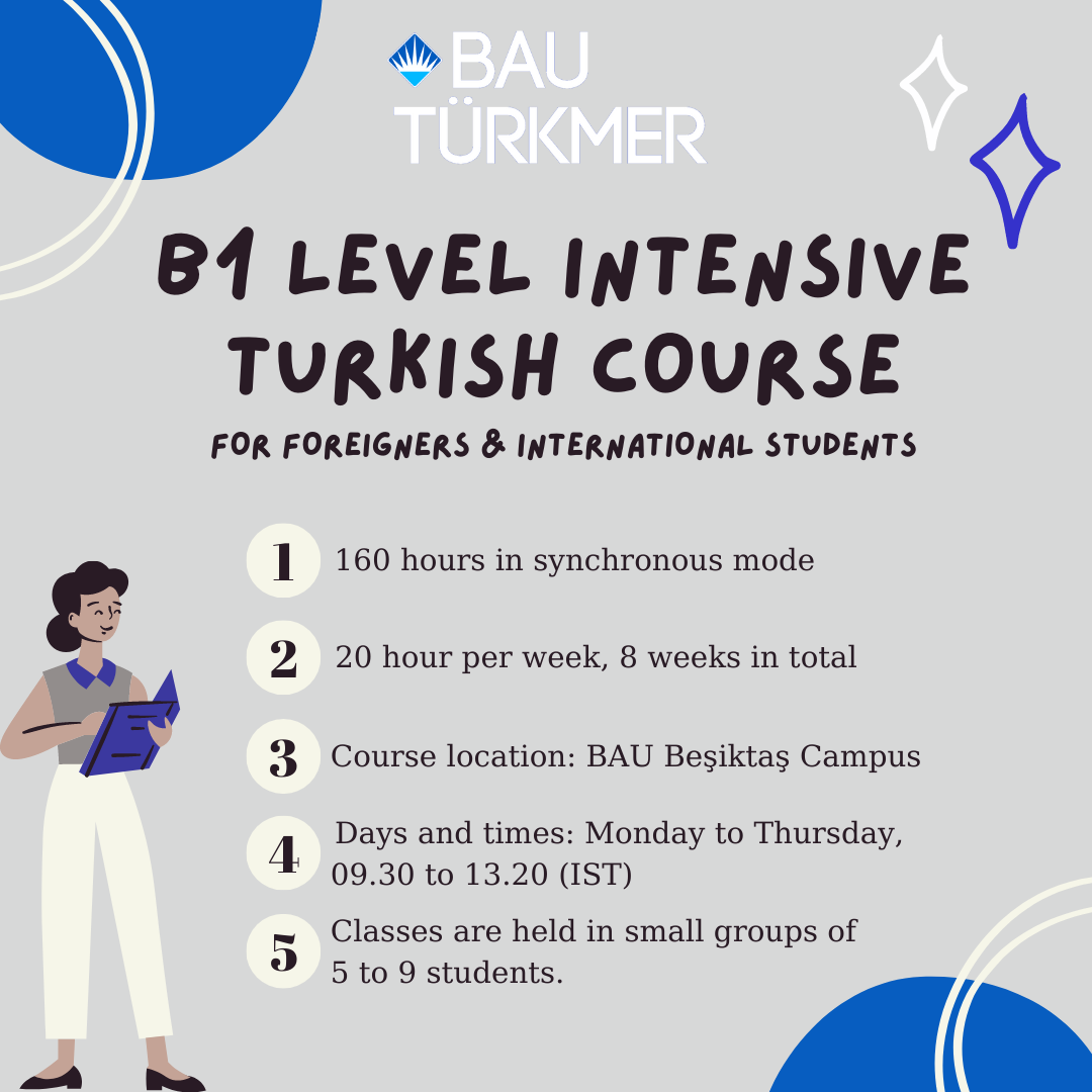 B1 Seviyesi Yoğunlaştırılmış Türkçe kursu 21 Şubat'ta başlıyor.